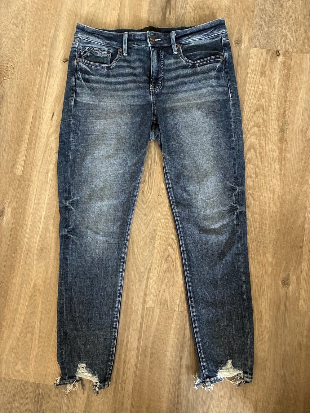 Buckle Black Ankle Skinny Jeans - Dark Blue